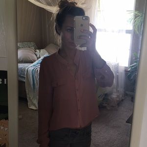 Blush pink button down